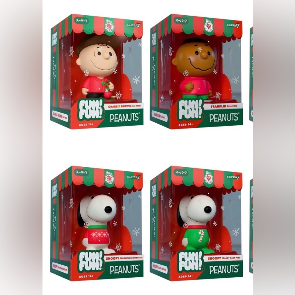 Set Of 4 Super7 Fun! Fun! Peanuts Snoopy~Charlie Brown~Franklin New In Box